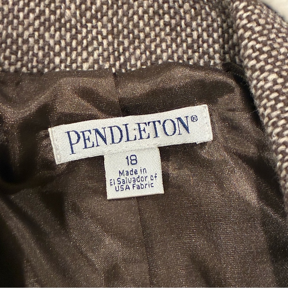 🧥 Heritage Pendleton Tweed Blazer Vintage Brown Tailored Jacket USA Fabric 18 - Picture 8 of 11
